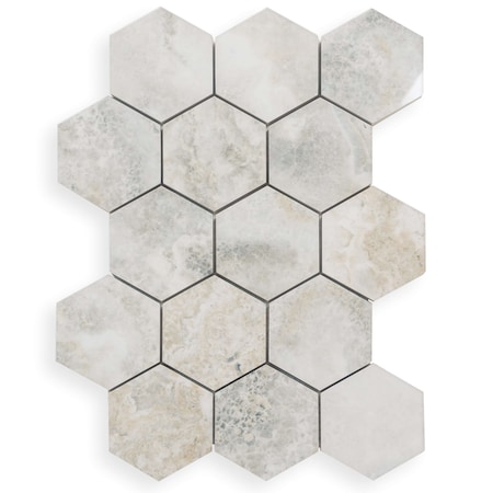 Apollo Tile Splendor 8.9in x 12.8in Polished Beige Porcelain Mosaic Hexagon Wall Floor Tile 7.09 sqft/case, 9PK IMP88RIWHHEX